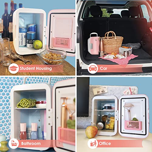 Peach Beauty® Mini Koelkast 4L | Mini Skincare Fridge met Koeling en Verwarming Functies 12V/220V | Kleine Draagbare Mini-Koelkast | Elektrische Mini Fridge voor Kamer Decoratie en Kantoor | Roze - Afbeelding 6