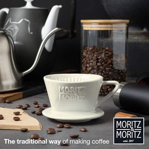 Moritz & Moritz Ceramic Coffee Dripper Size 1 – Ideal Pour Over Coffee – Classic White Porcelain Filter Cone for Rich Aroma - Image 6
