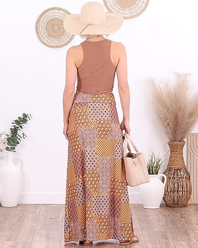 Image of Popana Long Maxi Skirt for Women, Flowy Long Skirts for Women | High Waisted Soft Trendy Rayon, Sundress Convertible Skirt, Long Length Bodycon Maxi Skirt, Petite and Plus Size