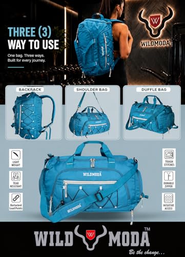 Image of 50L Gym Duffel Bag | Large Travel Sports Bag for Men & Women (Turquoise)