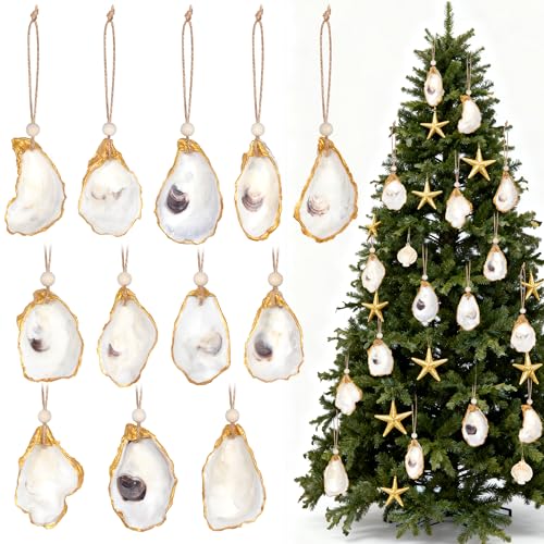 12PCS Oyster Shells Christmas Ornaments, Concave Oyster Shells for Crafts