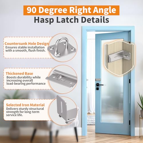 Image of 3.3 inch Sliding Barn Door Lock, 90 Corner Latch (Silver-1 Pc)