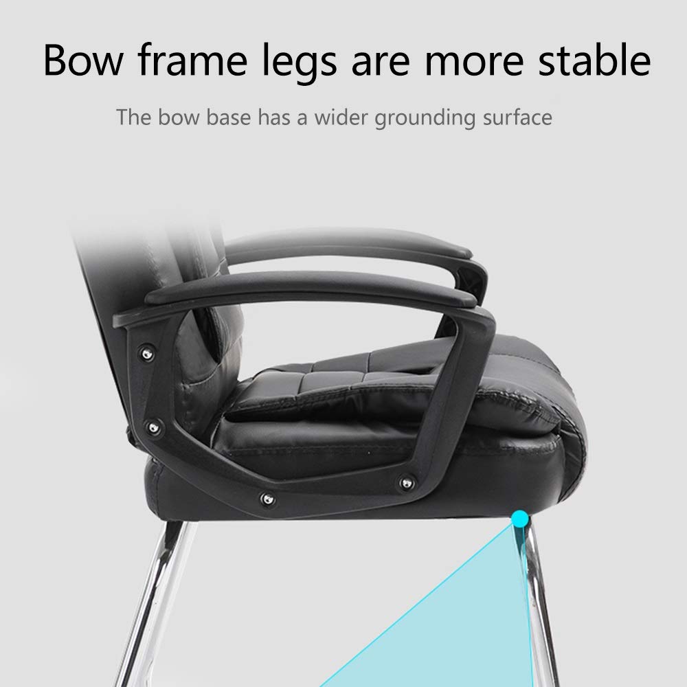 Fotel Komputerowy Fotel Biurowy Do Komputera Krzesło Z Łukową Nogą Ergonomiczne Krzesło Biurowe Podwójne Siedzisko Poduszka Projekt Wysokie Oparcie Pu Skórzane Krzesło Do,Black