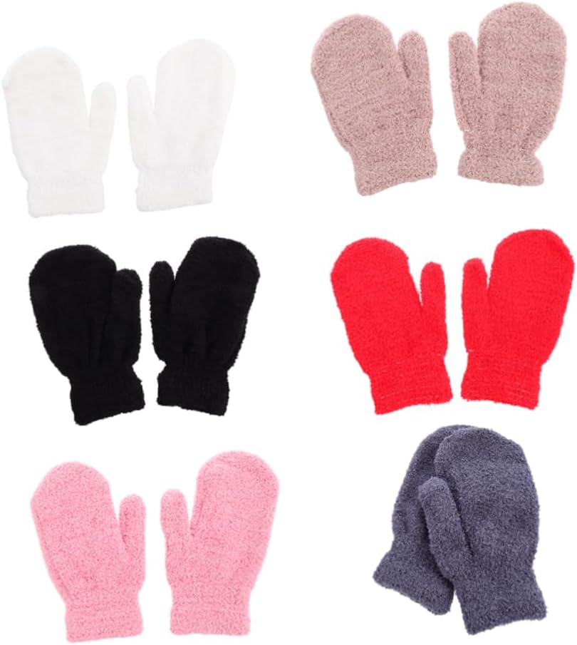 BESPORTBLE 6Pairs Half Fleece Mittens for Adults Warm Full Finger Gloves Colors Comfortable and Easy to Clean Winter Gloves for Men and Women