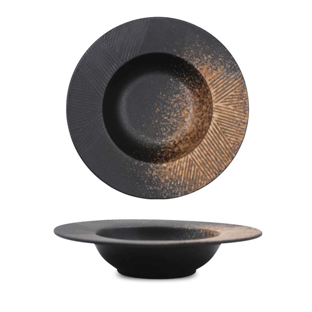 ZXW 9.84inch Creative Ceramic Plate, Thick Soup Plate Soup Bowl | Western Tableware Dish Noodle Plate Restaurant