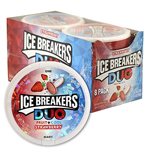Ice Breakers Sugar Free Duo Mints, Strawberry Fruit And Cool, 1.3 Oz, Pack Of 8 Pack Of 3 #TOP3
