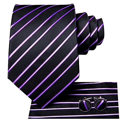 Image of Hi-Tie Mens 70inches Tie Set Extra Long Necktie for Men Cufflinks Handkerchief Big Tall Men Business Wedding