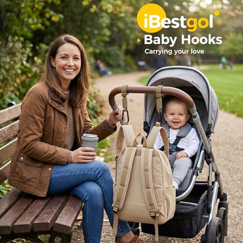iBestgol Kinderwagen Haken, Universal Kinderwagenhaken für Taschen, Kinderwagen Taschen Halterung, Schwarz 2pc