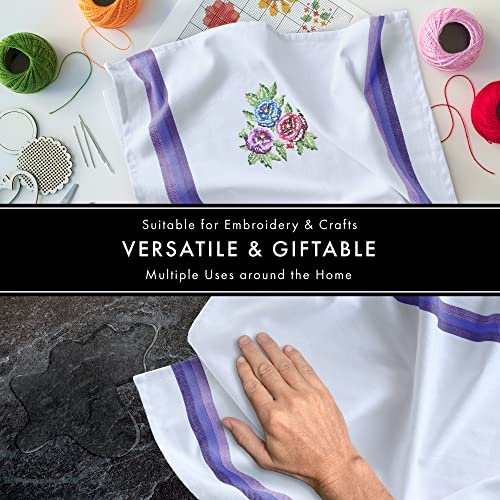 Harringdons Kitchen Dish Towels Set Of 6-Tea Towels 100% Cotton. Large Dish Cloths 28"X20" Soft And Absorbent. White With Blue Stripes. There's No Substitute For Quality #TOP2