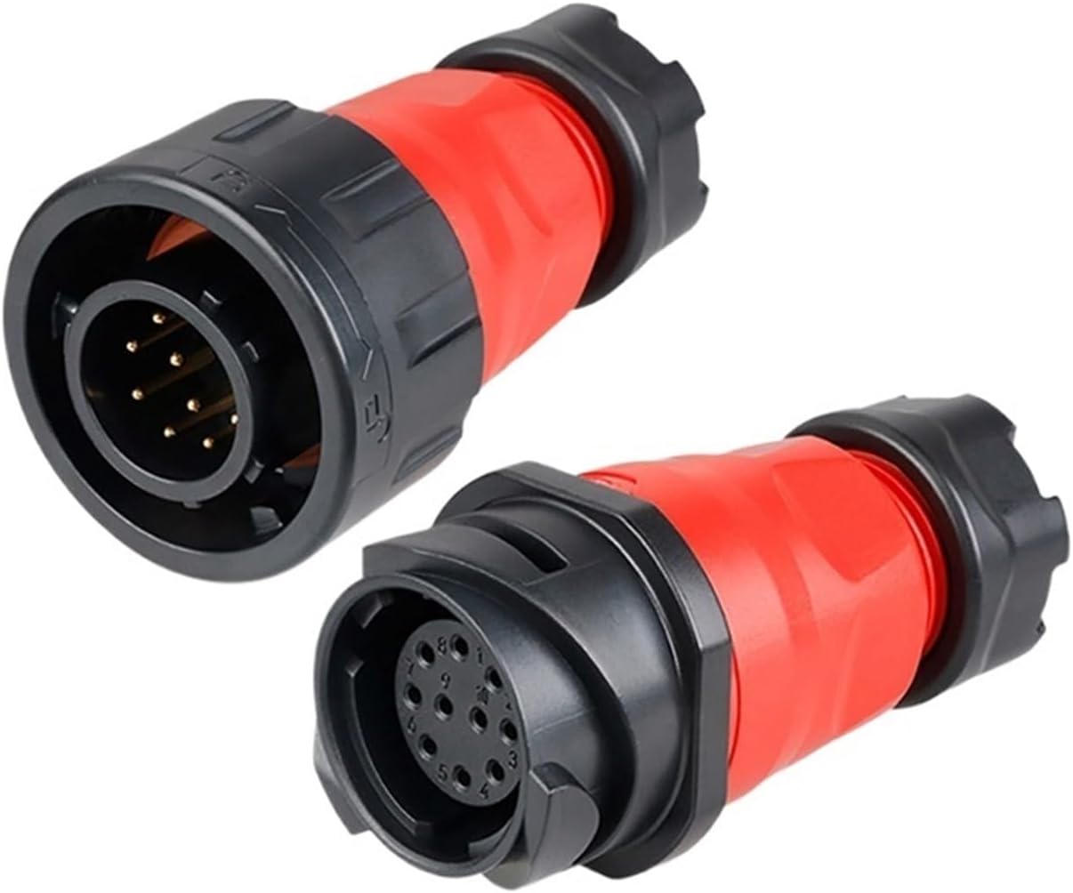 YM24 Plastic 10-pin M24 Aviation Waterproof Power Signal Cable Connector Plug Socket Connector Suitable for Shipbuilding Agriculture Industry(Male Plug Set3)