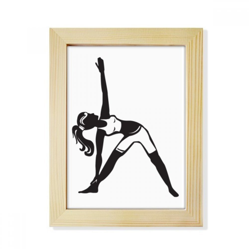 Yoga Girl Estirar decoración zen para escritorios pequeños con marco de madera de arte