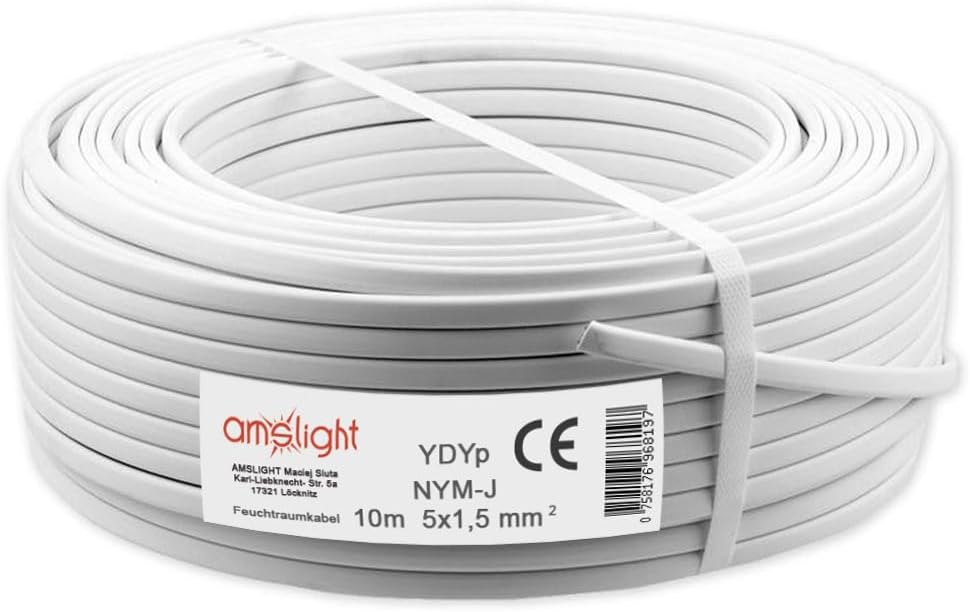 Flat Wet Room Cable YDYp NYM-J 5 x 1.5 10 m Flat Wet Room Cable YDYp NYM-J 5 x 1.5 10 m