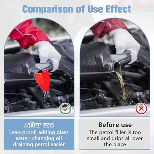 Zssxysm 2 Stück Trichter mit Schlauch Benzin, Öltrichter flexibles Kunststoff Trichter Set, Universal Öleinfülltrichter Auto, Draining Tool Snap Funnel für Abtropfwerkzeuge, Autoöl