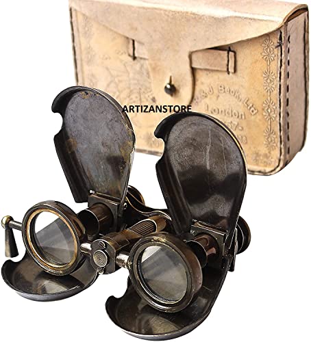 Catalejo vintage de latón 1857 con estuche de cuero miniatura 5
