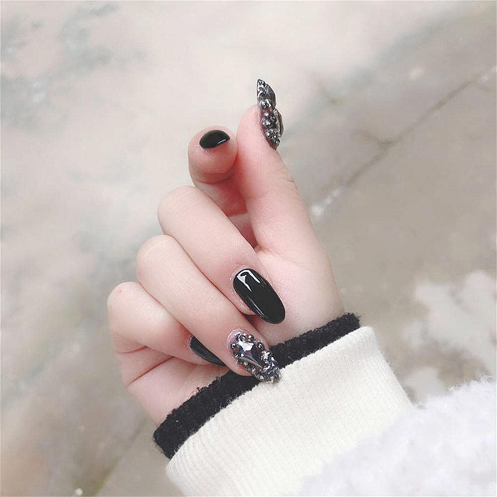 Amazon | プレスオン付け爪 DIY マニキュアサロン爪 ブラック