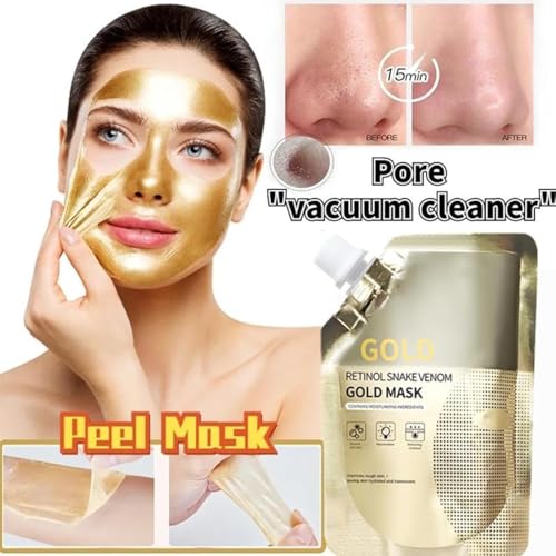 Image of Gold Peel Off Face Mask | Retinol Snake Venom | Gold Mask Deep Pore Cleansing, Blackhead Removal, Oil Control | Hydrating Facial Skincare | Anti Aging Skin Rejuvenation Glow Face Care Mask