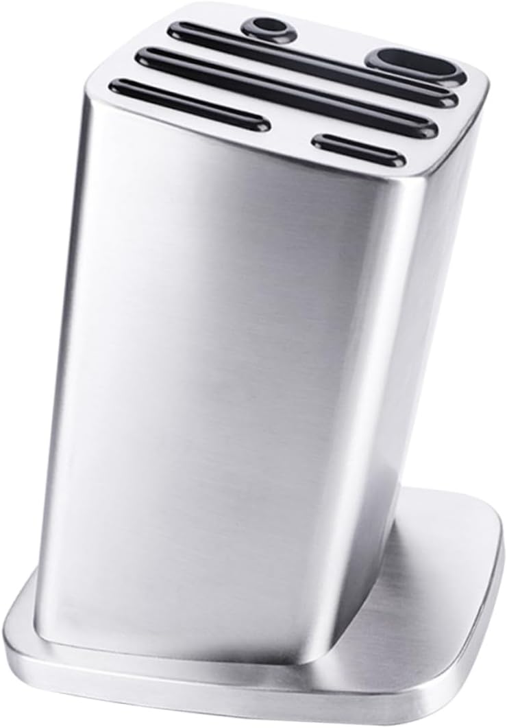 Slots Stainless Steel Knife Holder Organizer for Kitchen and Camping Skid Design Angled Edges for Easy Access and Compact Storage