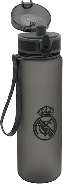 CYPBRANDS Real Madrid, Botella, Botella de Agua, Botella Deportiva, Bidón, Cantimplora, Color Negro, Producto Oficial - 2