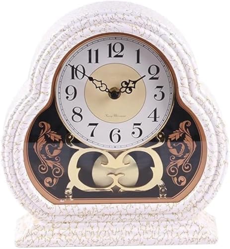 Mantel Clock - Decorative Chime, Battery Operated, Silent Design for Living Room, Office, Tabletop Decor