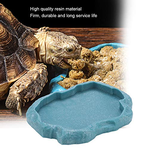 Feeder ABS Hars Duurzame Reptile Rock Voedsel en Waterschotel Feeder Bowl voor Schildpad Hagedis (M-sky blue) - Afbeelding 8