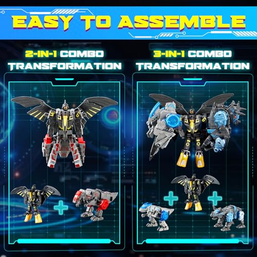 Getatoy Dinosaur Transforming Robot Toys: 4-in-1 STEM Figure Robot Dinosaur Toys for Kids 3-8 Transform Toy Birthday Gifts for Boys Girls Age 8 9 10 Years Old - Image 3