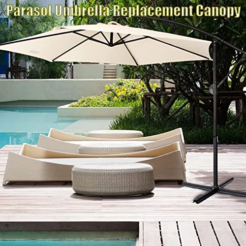 Toldo de reemplazo kaki de 2.7m para sombrilla de terraza con protección UV y 6 varillas 3