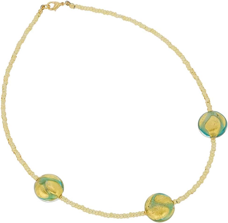 Glass Of Venice Murano Glass Royal Aquamarine Circles Necklace