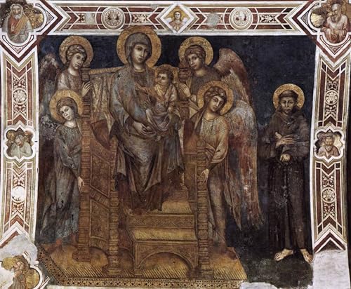 Toile Cimabue Dame intronisée pour corriger un mur vide sans âme salon