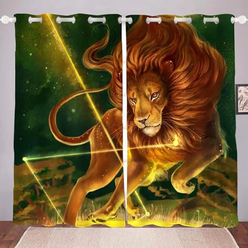 WSSLJK Löwe Verdunklungsgardine 2er Set