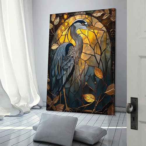 Tableau mural Heron Kintsugi Art POLIUAWS de 50x75cm pour décoration moderne