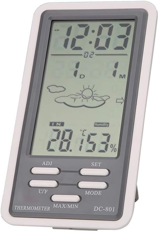 DC801 Large LCD Digital Indoor/Outdoor Temperature Thermometer Hygrometer Humidity Meter Clock
