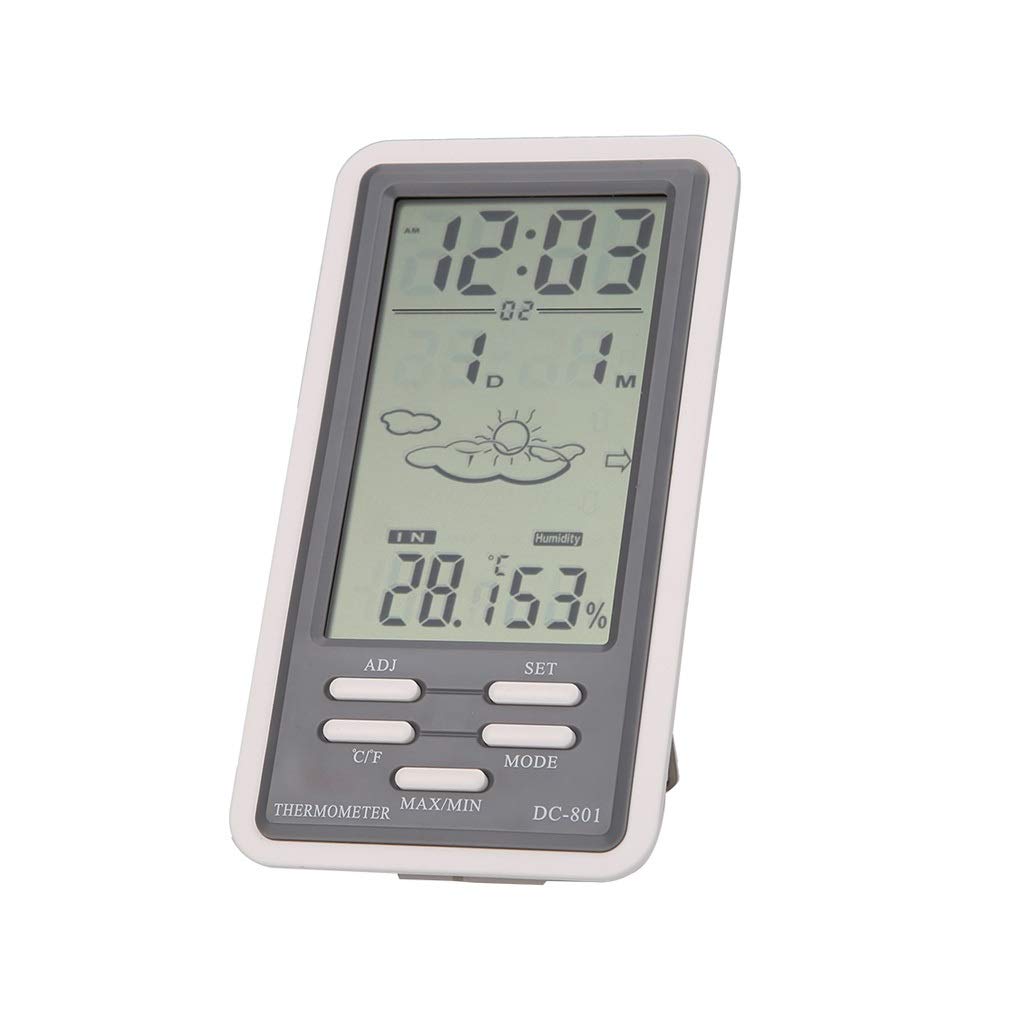PNAWLLCF-65 DC801 duży cyfrowy cyfrowy termometr temperatury wewnątrz/na zewnątrz higrometr miernik wilgotności zegar
