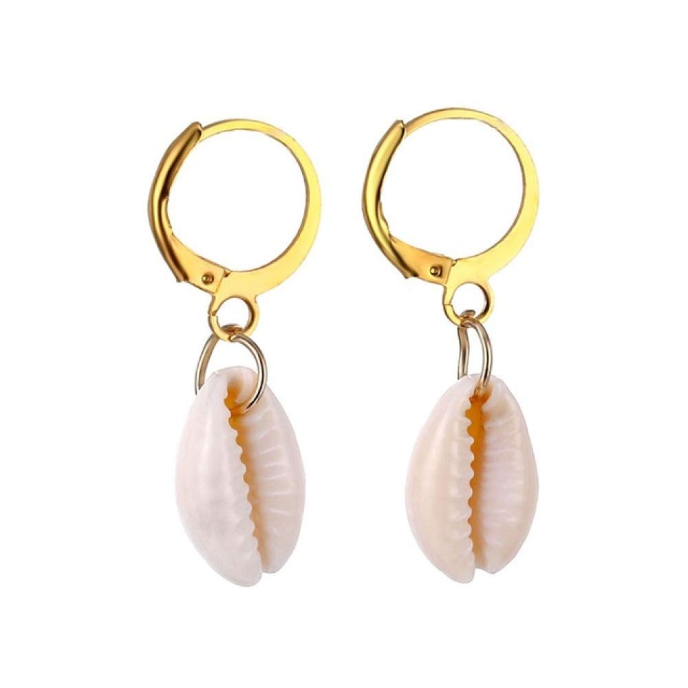 YYSPCGold Color Metal Marine Shell Earrings Natural Sea Shell Snail Earrings Dangle Earrings For Women Beach Jewelry