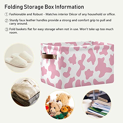 Orezi Rectangular Storage Bins With Handles,Collapsible Pink Cow Print Camo Camoflage Laundry Hamper Storage Box For Toy Bins,Gift Baskets Bedroom,Clothes #TOP3