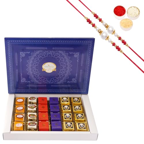 Ghasitaram Gifts Jaiccha Rakhi Gifts for Brothers Best Assorted Bites 24 pcswith 2 Rakhis