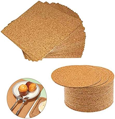 60 Pack Self-Adhesive Cork Sheets for DIY Coasters, Cork Board Squares, Cork Tiles, Cork Mat, Mini Wall Cork Board with Strong Adhesive-Backed