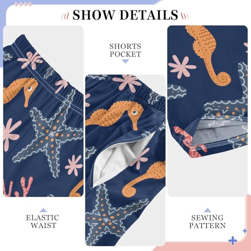ZZXXB Seahorse Starfish Boys Long Pants Soft Trousers Elastic Waist Kids Lounge Bottoms with Pockets S-XL4