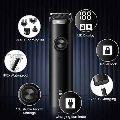 Beard Trimmer For Men, Cordless Hair Clippers Hair Trimmer, Waterproof Mustache Body Nose Ear Facial Cutting Shaver, Electric Razor All In 1 Grooming Kit, Usb Rechargeable & Led Display #TOP1