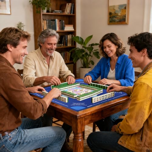 Mahjong Mat, No Creases Mahjong Mat for Table, 31.5x31.5 Inch Anti Slip Noise Reduction Mah jongg Mat, Mahjong Gifts with Carrying Bag, Mahjong Table Mat for Dominoes, Poker, Card, Board Games (Blue) by ZEELYER - Image 5