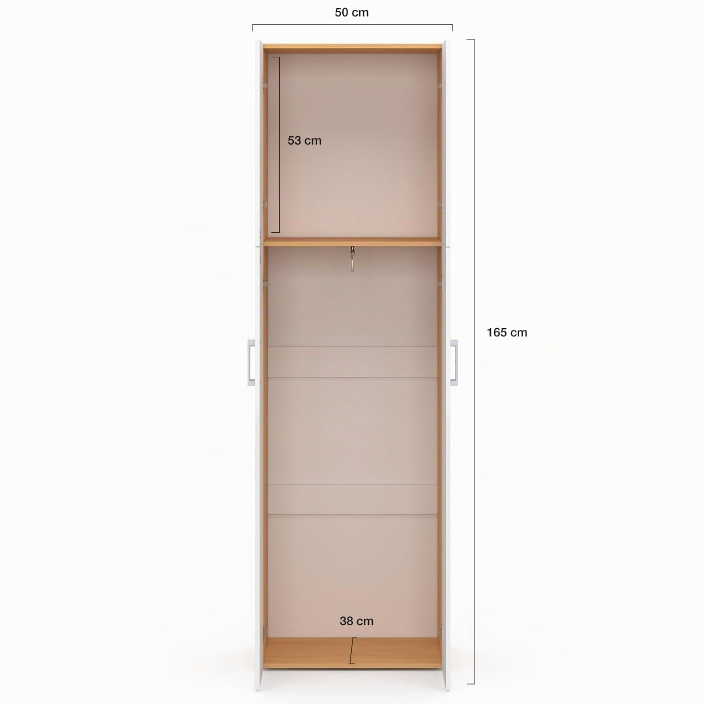 IDMarket - JULIANA armadio a 2 ante bianco e legno 50 cm armadio con ripiano