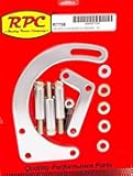 Racing Power Alternator Bracket, Driver Side, Low Mount, Block Mount, Steel, Chrome, Short Water Pump, Small Block Chevy, Each