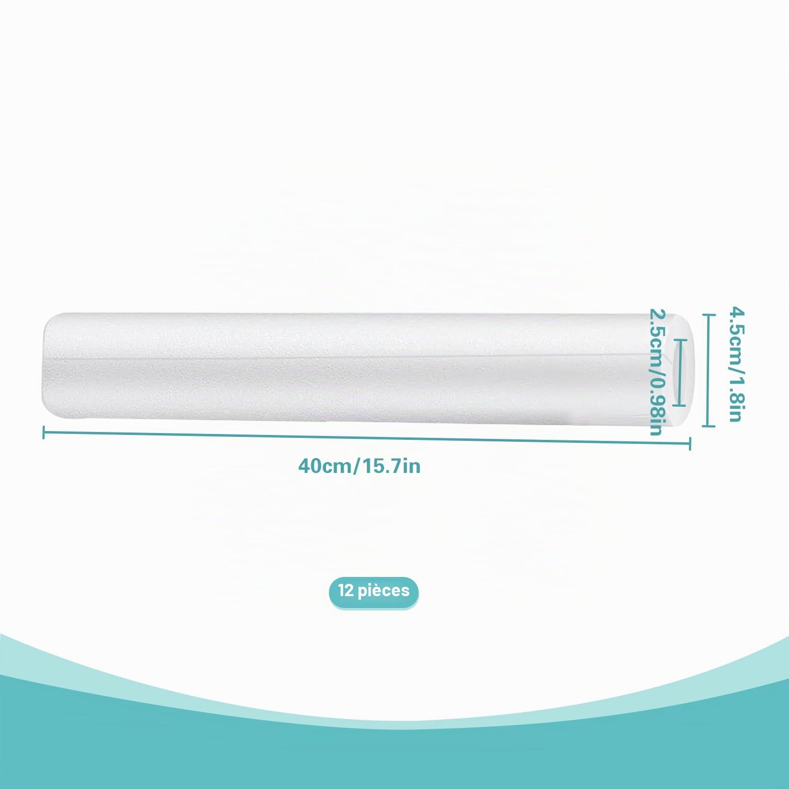 12 pièces Mousse Tube Éponge Manchon protecteur 40 cm ID 2,5 cm / OD 4,5 cm Couvercle de Tube Prédécoupé Couvercle de Tuyau Creux pour Protection Tuyaux et Chaleur Préservation