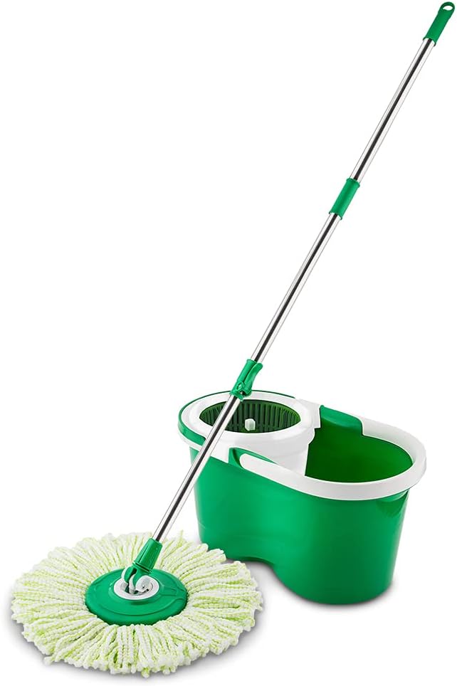 Libman Spin Mop and Bucket – Complete Floor Cleaning System Features a Microfiber Mophead, Adjustable Handle, and Durable Spin Compartment
