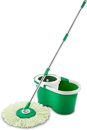 Libman Spin Mop and Bucket Complete Floor Cleaning System Features a Microfiber Mophead, Adjustable Handle, and Durable Spin Compartment
