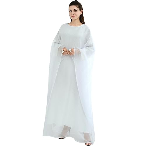 khalat Abaya Dress for Women Muslim Lightweight Organza Rhinestone Prayer