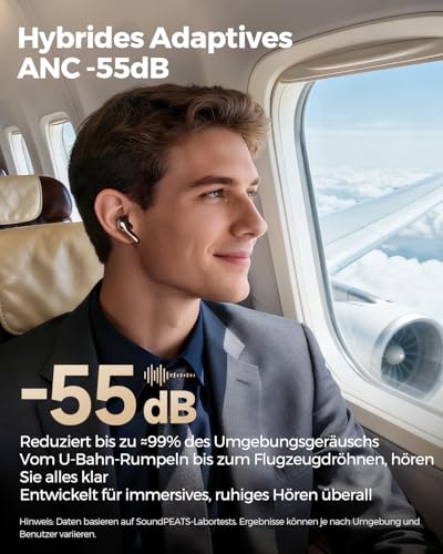 SoundPEATS Air5 Pro+ Bluetooth Kopfhörer mit Noise Cancelling, Hybrid-Treiber MEMS + Dynamisch, aptX Lossless, Hi-Res Audio, LDAC… – Ansicht 5