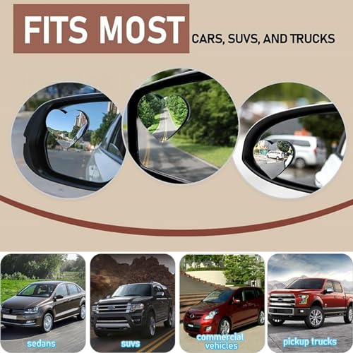 Heart Shaped Blind Spot Mirrors 2 Pack, Large Wide Angle Convex Mirror for Car Side Mirror Blindspot - Enhanced Safety Rear View Mirror Accessories, Universal Fit for Cars SUVs Trucks (2.36\"×2.2\")