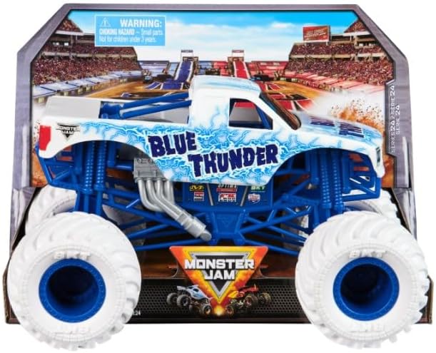 Monster Jam, Official Series 24 Oversized Blue Thunder Monster Truck, Collector Die-Cast Vehicle, 1:24 Scale, Kids Toys for Boys Ages 3 and up