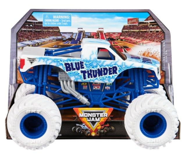 Monster Jam, Official Series 24 Oversized Blue Thunder Monster Truck, Collector Die-Cast Vehicle, 1:24 Scale, Kids Toys for Boys Ages 3 and up