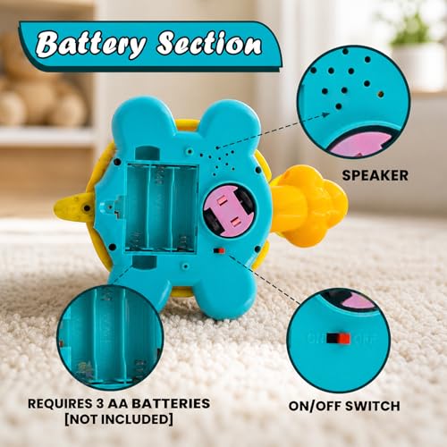 Image of WISHKEY Plastic Bump and Go Toy for Kids, Adorable Cartoon Design Turtle Toy with Moving Parts, Battery Operated Toy Turtle with Lights and Music, Multicolor, 3+ Years (Pack of 1)
